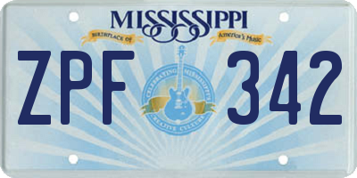 MS license plate ZPF342