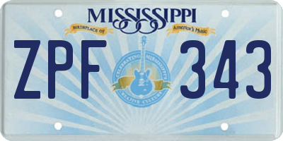 MS license plate ZPF343