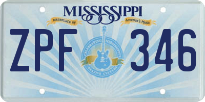 MS license plate ZPF346