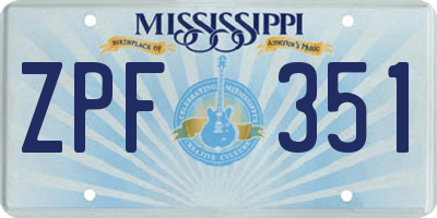 MS license plate ZPF351