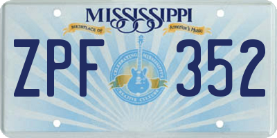 MS license plate ZPF352