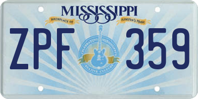 MS license plate ZPF359