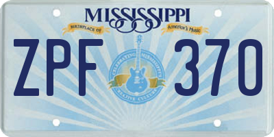MS license plate ZPF370
