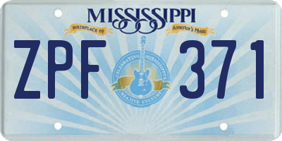 MS license plate ZPF371