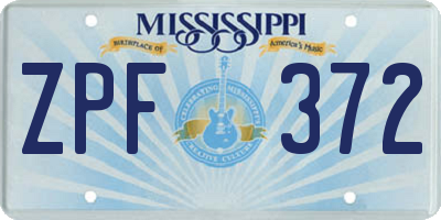 MS license plate ZPF372