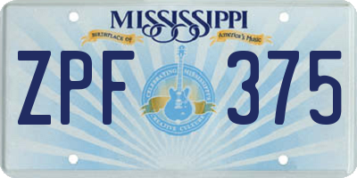 MS license plate ZPF375