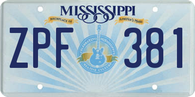 MS license plate ZPF381