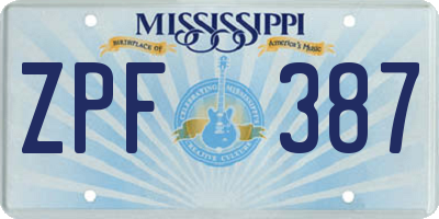 MS license plate ZPF387