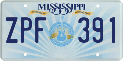 MS license plate ZPF391