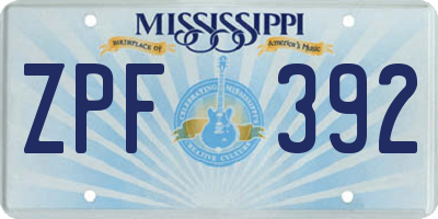 MS license plate ZPF392
