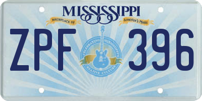 MS license plate ZPF396