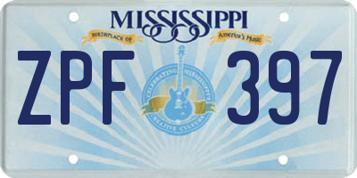 MS license plate ZPF397