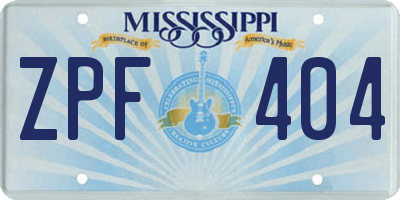MS license plate ZPF404