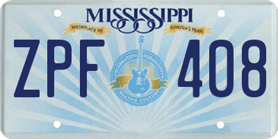 MS license plate ZPF408