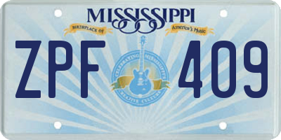 MS license plate ZPF409