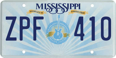 MS license plate ZPF410