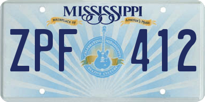MS license plate ZPF412