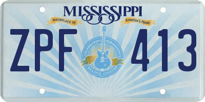 MS license plate ZPF413