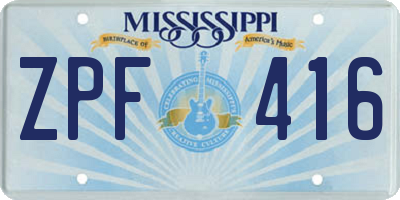 MS license plate ZPF416