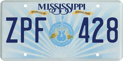 MS license plate ZPF428
