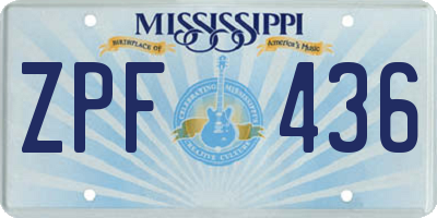 MS license plate ZPF436