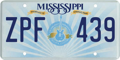 MS license plate ZPF439