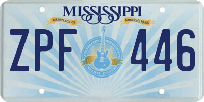 MS license plate ZPF446