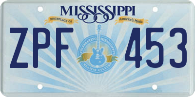 MS license plate ZPF453