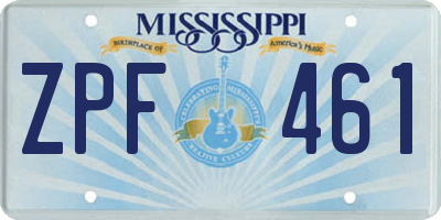MS license plate ZPF461
