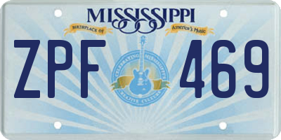 MS license plate ZPF469