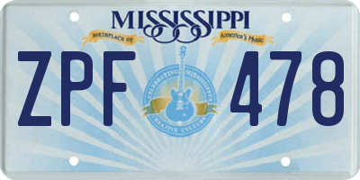 MS license plate ZPF478