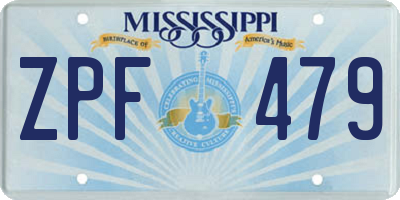 MS license plate ZPF479