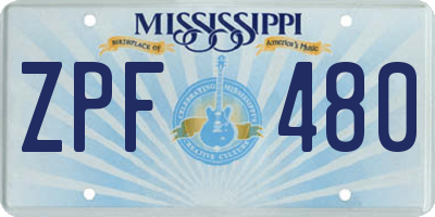 MS license plate ZPF480