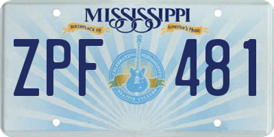 MS license plate ZPF481