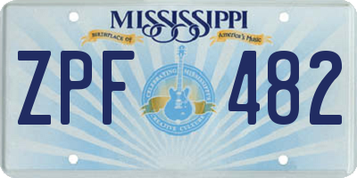MS license plate ZPF482