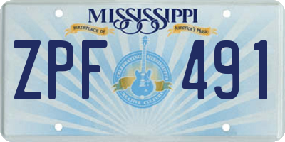 MS license plate ZPF491