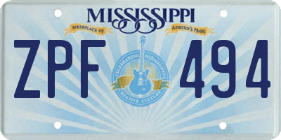 MS license plate ZPF494
