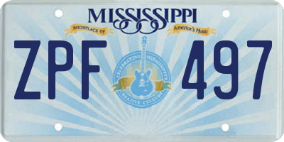 MS license plate ZPF497