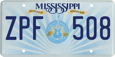 MS license plate ZPF508