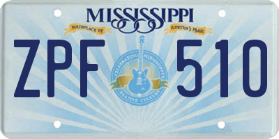 MS license plate ZPF510