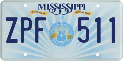 MS license plate ZPF511