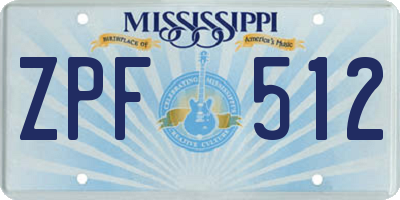 MS license plate ZPF512