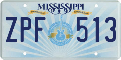MS license plate ZPF513