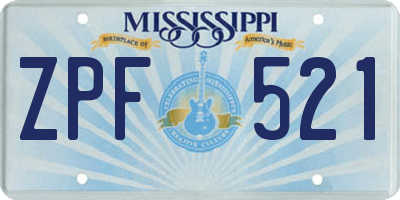 MS license plate ZPF521