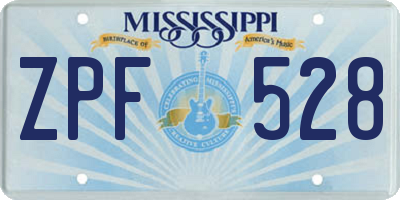 MS license plate ZPF528