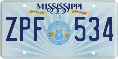 MS license plate ZPF534