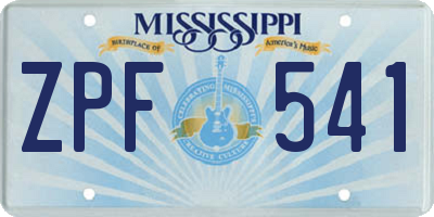 MS license plate ZPF541