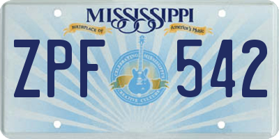 MS license plate ZPF542