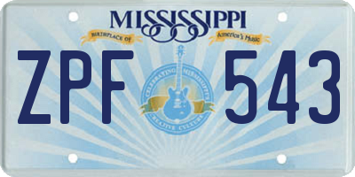 MS license plate ZPF543