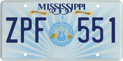 MS license plate ZPF551